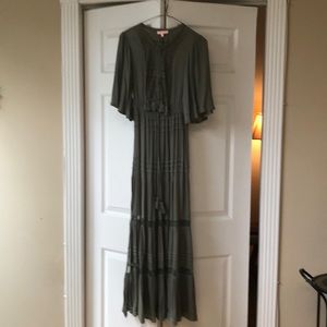 Earth tone green maxi dress